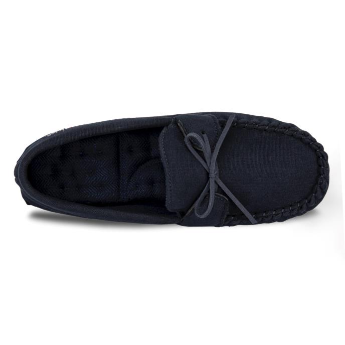 Isotoner® Mens Herringbone Lined Moccasin Navy Extra Image 4